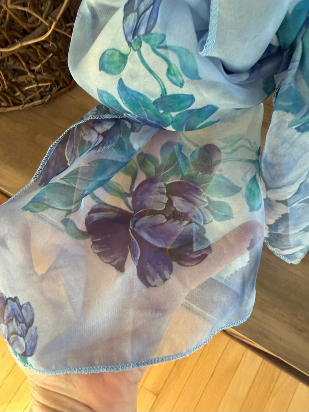 Light Blue Floral Scarf